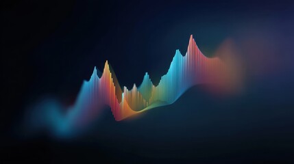 Colorful Abstract Sound Wave Visualization with Dynamic Peaks and Valleys in Vibrant Tones Against a Dark Background