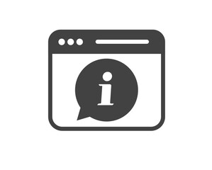 Web site information help support faq icon simple black white graphic pictogram, website webpage info hint reference internet guide, manual tutorial virtual online sign symbol notice