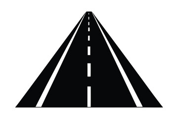 straight road icon silhouette on white background