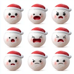 Round festive snowball emojis 