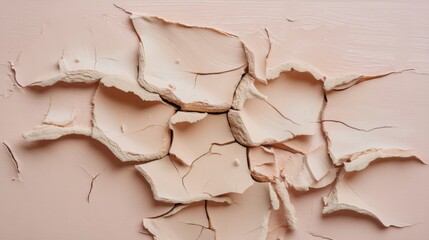 Fototapeta premium Cracked and Peeling Pink Surface With Texture and Pattern Detail Captured in Close Up Photography for Art and Design Backgrounds