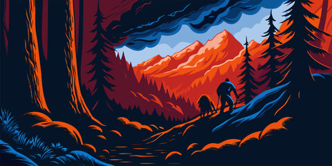 Untamed Wilderness Landscape with Mountains and Forest © Isabella