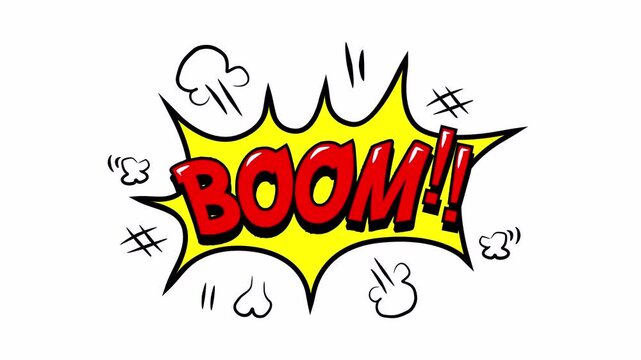BOOM text Original effect comic pop art explosion with Alpha Channel