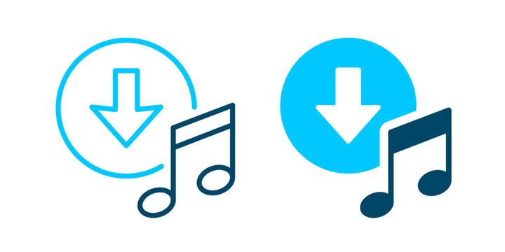 Music download icon. Showing audio saving and digital track access.