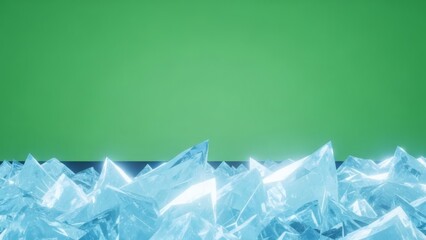 Ice Shards Against Green Frozen Frontier Abstract.