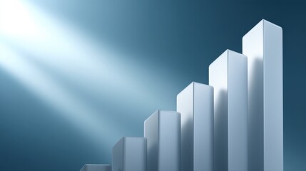 Abstract representation of growing financial graphs showcasing upward trends and positive growth with soft lighting and a serene blue background.