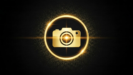 Gold lock and key vector icon symbol design illustration on black background for internet security and business power technology