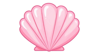 Fototapeta premium A cartoon illustration of a pink, shiny seashell on a transparent black background