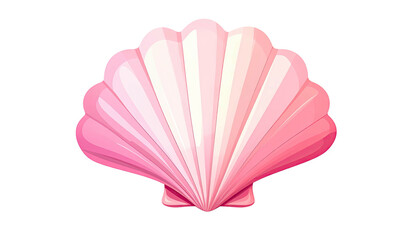 Fototapeta premium A cartoon-style depiction of a scallop shell, with shades of pink and white