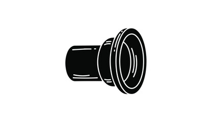 Black pipe fitting connector plumbing tube illustration, simple line drawing of a single water or gas pipe joint on white background