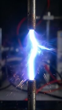 Vibrant Macro Shot of Intense Plasma Arc Discharge