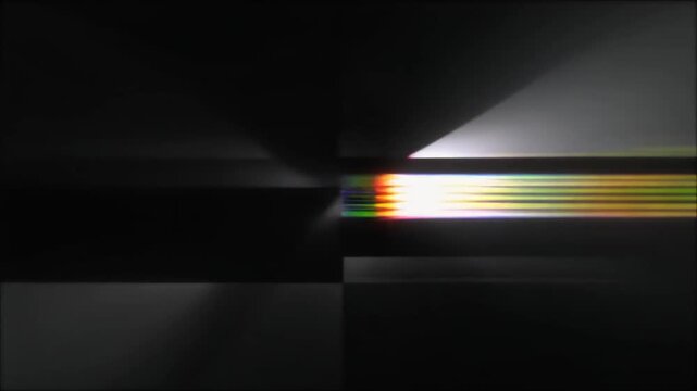 Abstract digital light streak with colorful glitch effect on a dark background.