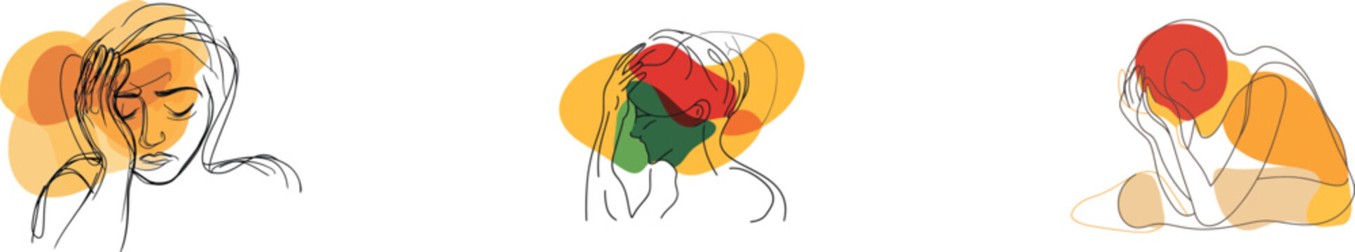 The image of a young businessman, fraught with despair and struggling to cope with the demands of his job, is captured in a single, continuous line, emphasizing the toll that work-related stress can