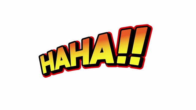 comic Pop Art HAHA!! text laugh pop up animation with Alpha Channel