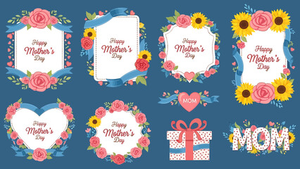 Celebration Frames with Flowers and Gifts for Mother's Day