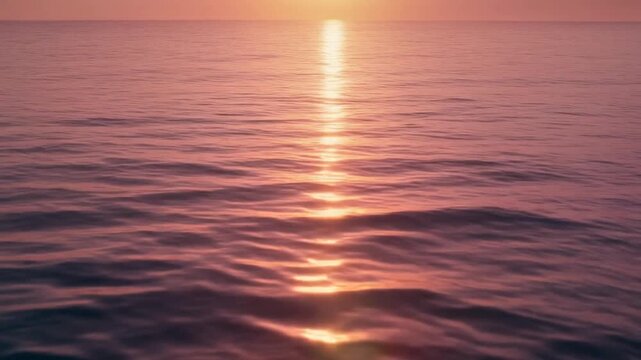 The sun sets over the ocean, casting a golden path across the rippling water.