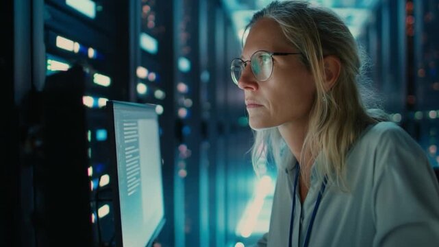 Senior Female Cyber Resilience Strategist in Data Center