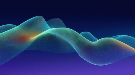 Fototapeta premium Abstract waves in vibrant colors with smooth curves and flowing shapes isolated on a dark background for creative design use in digital art projects