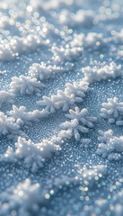 Close-up of intricate snowflake patterns on icy surface in winter  