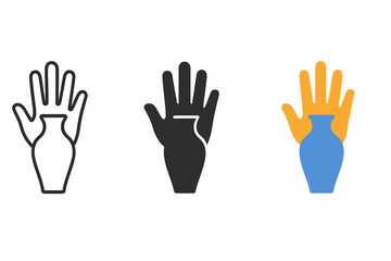 Obraz premium Handprint Vessel Fusion. Metaphorical icon combining handprint and vessel outline to express material remembrance, first in line