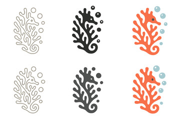 Seahorse Coral Abstraction. Seahorse Coral Bubble, harmonious marine abstraction blending coral structure and air bubbles, first