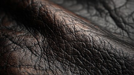 Ultra-detailed cracked leather texture illuminated to emphasize tactile depth Shadows fall evenly into creases accentuating organic detail Composition