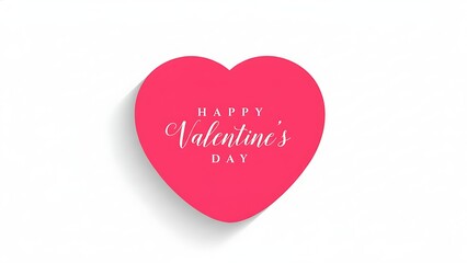 A simple and elegant greeting card design featuring a vibrant pink heart with "happy valentine's day" text