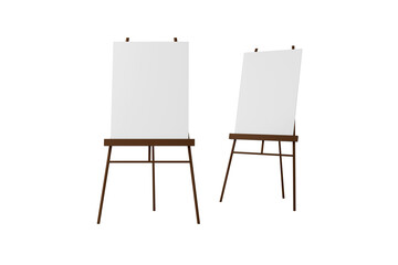 easel with blank canvas on white background