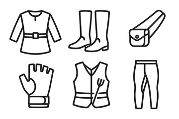 Naklejka premium Set of clothing and accessories, including a vest, gloves, and boots