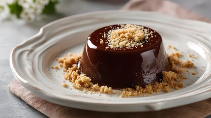 traditional Piedmont bonet chocolate pudding, amaretti crumbs