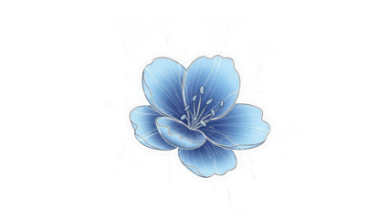 Vibrant blue flower with delicate petals and a soft ethereal glow.