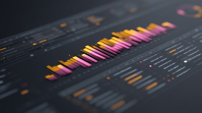 Colorful data visualization with vibrant bars and dynamic charts showcasing digital trends and analytics in a modern design for technology use - Powered by Adobe