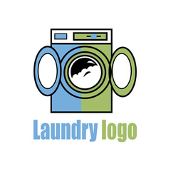 Laundry logo, washing machine illustration, cloths cleaning logo, dry cleaning logo machine vector illustration