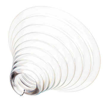 Crystal clear conical spiral shape 3D render on black background