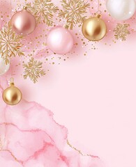 Watercolor textures blend with golden snowflakes for sophisticated holiday aesthetics.
