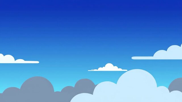 Cartoon Sky Airy Blue Gradient with Cumulus Clouds with Dreamy Backdrop.