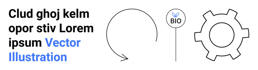 Circular arrow implying processes, gear representing mechanics, bio icon for eco-friendliness. Ideal for sustainability, workflow, green initiatives, mechanics, eco-conscious business, clean energy