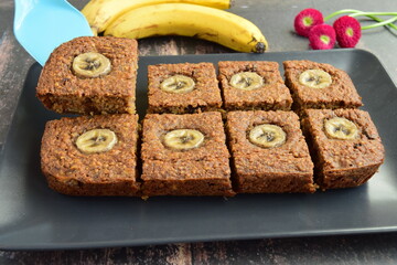 Homemade banana oatmeal cake 