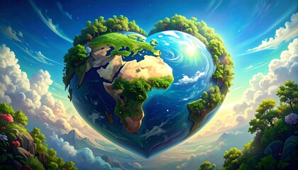 Heart-Shaped Earth - A Symbol of Environmental Love and Care.