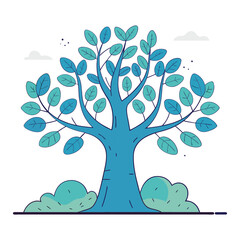 Cute Tree with Foliage and Clouds | Eco & Nature Vector Design