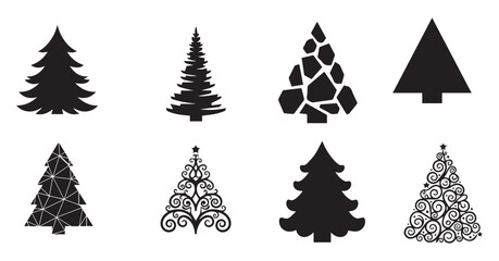 Christmas Tree Icon Collection | Winter Holiday Decoration Symbols