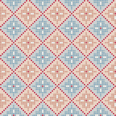 snowflakes from hand drawn pixels. vector seamless pattern. winter ornament. repetitive background. modern decorative art. geometric fabric swatch. embroidery template. textile design