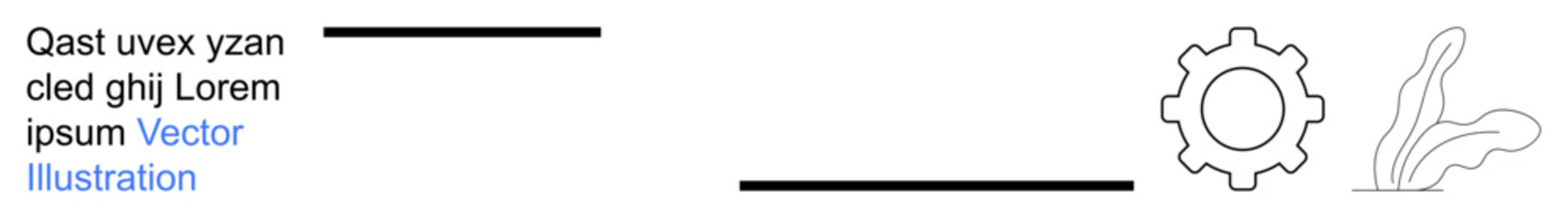 Workflow processes, technology, creativity, minimalist design, industrial concepts, and eco-friendly ideas. Gear icon next to a plant motif. Technology and creativity © robu_s