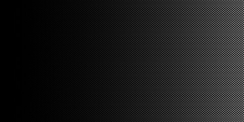 An abstract black and white vector background featuring a gradient created by a pattern of small dots. 