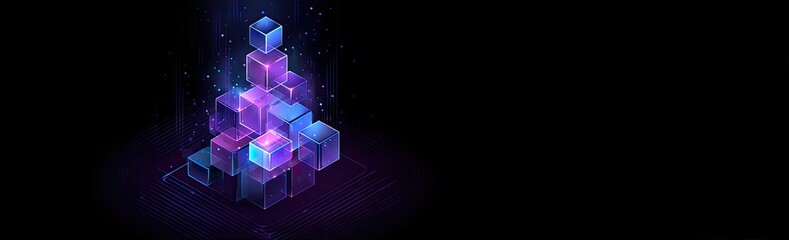 Abstract digital composition of glowing cubes