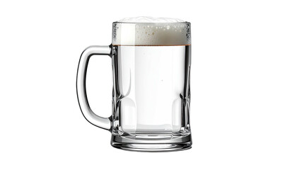A clear glass mug filled with refreshing, foamy liquid, set against a black backdrop