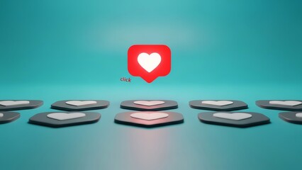 Heart icons with one highlighted like button
