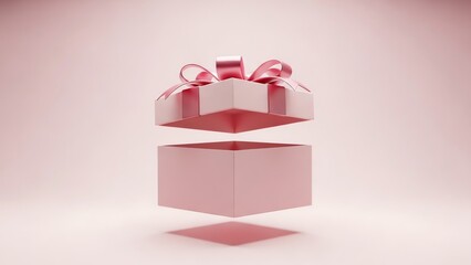 Open pink gift box with transparent background