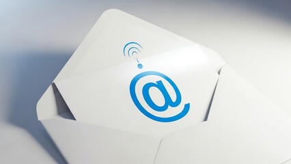 Envelope with at symbol and wireless icon