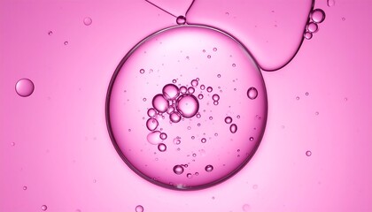 Close-up of pink liquid with bubbles forming intricate patterns
